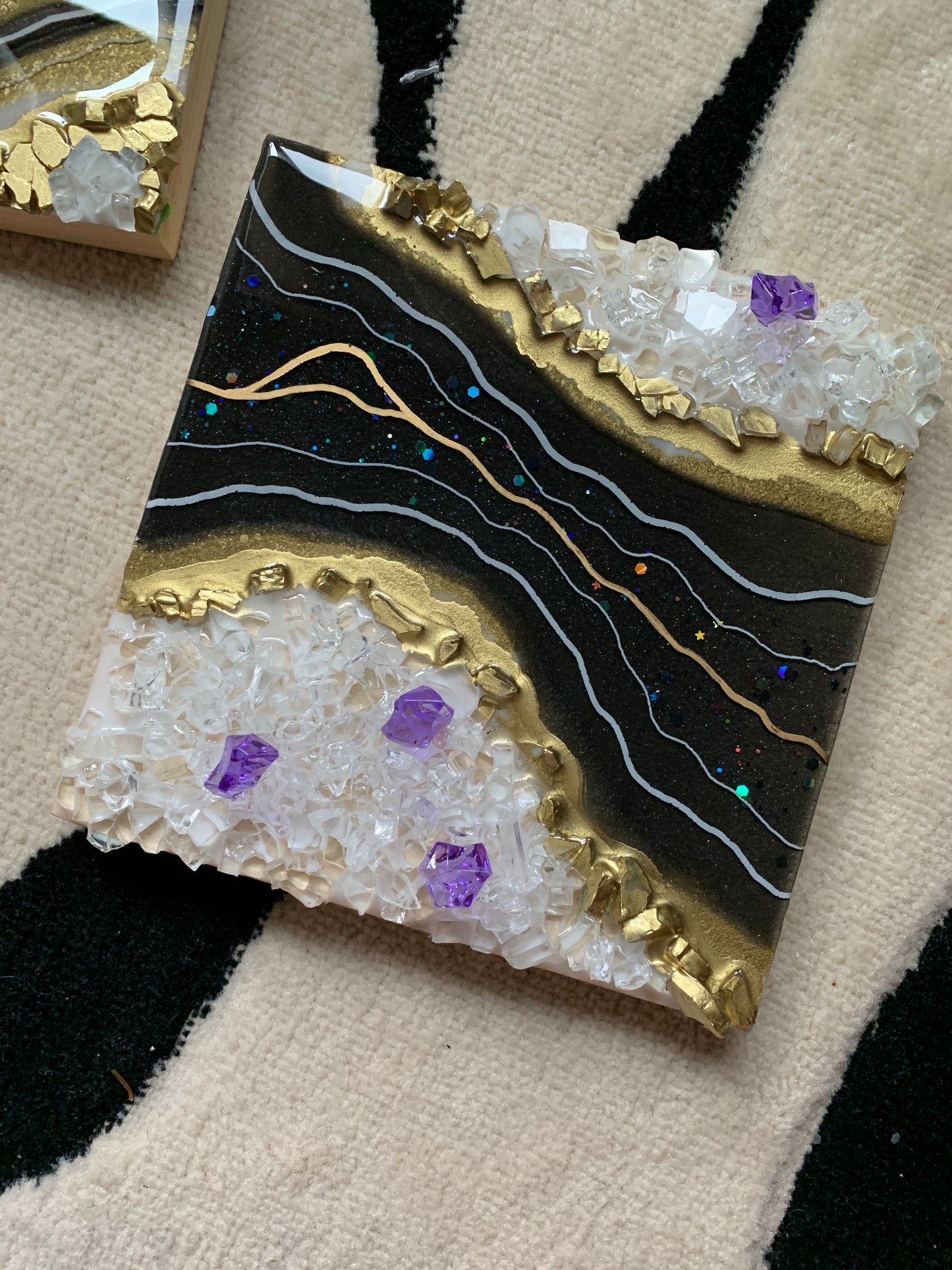Galaxy River Resin Geode Wall Art 8x8"