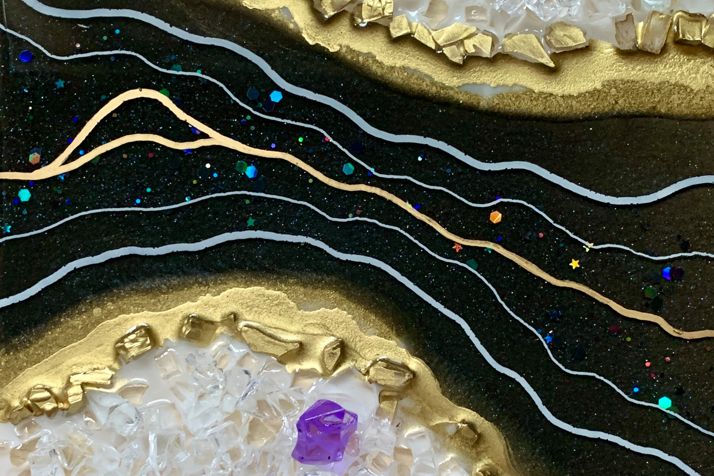Galaxy River Resin Geode Wall Art 8x8"