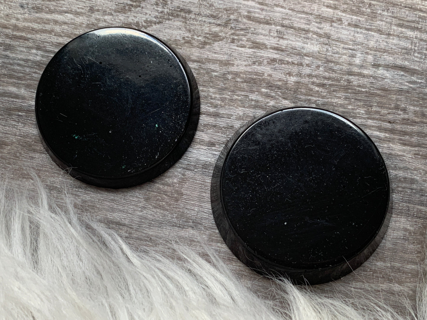 Flat Black Orgonite Pocket Piece 2.25"