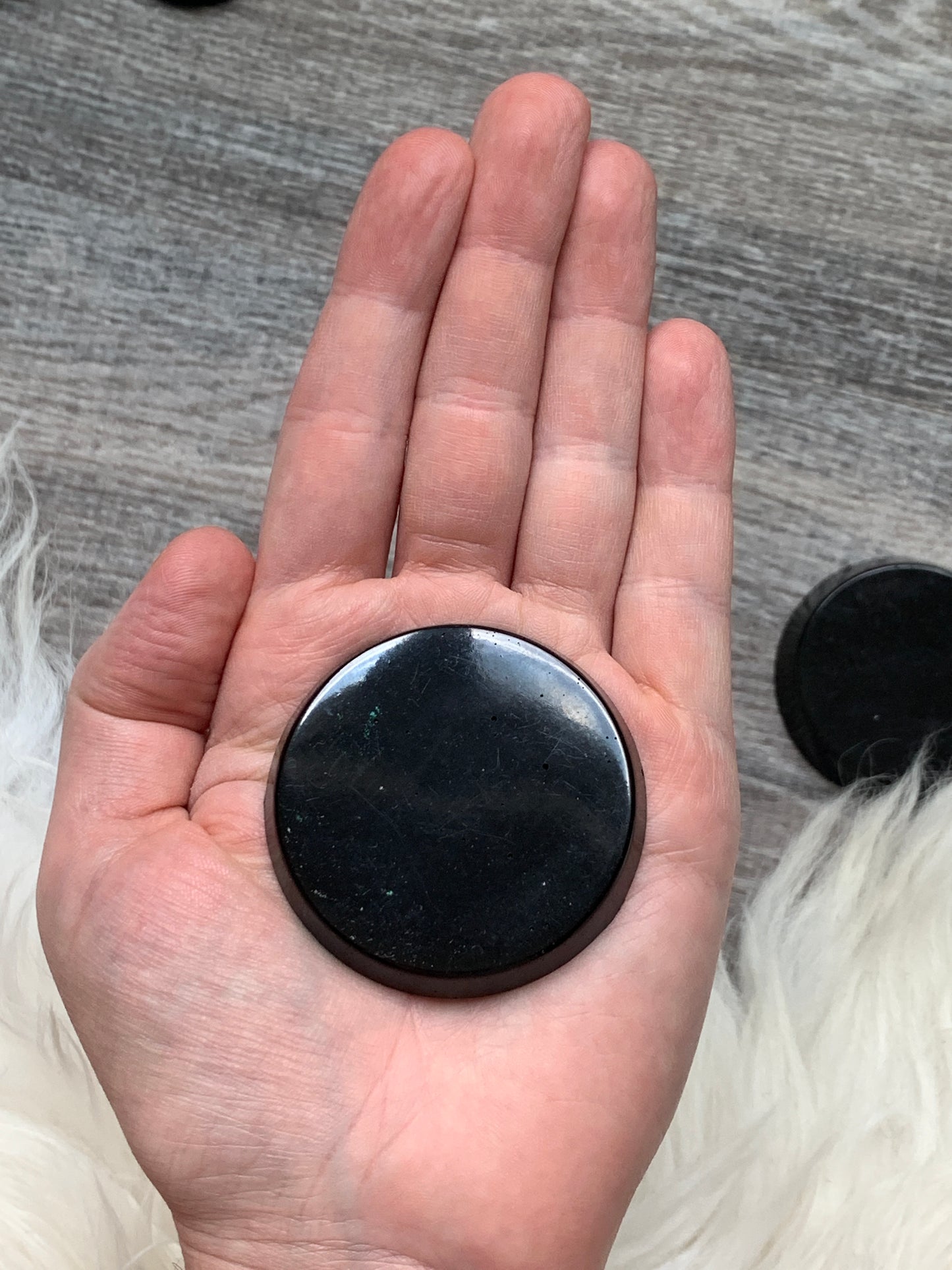 Flat Black Orgonite Pocket Piece 2.25"