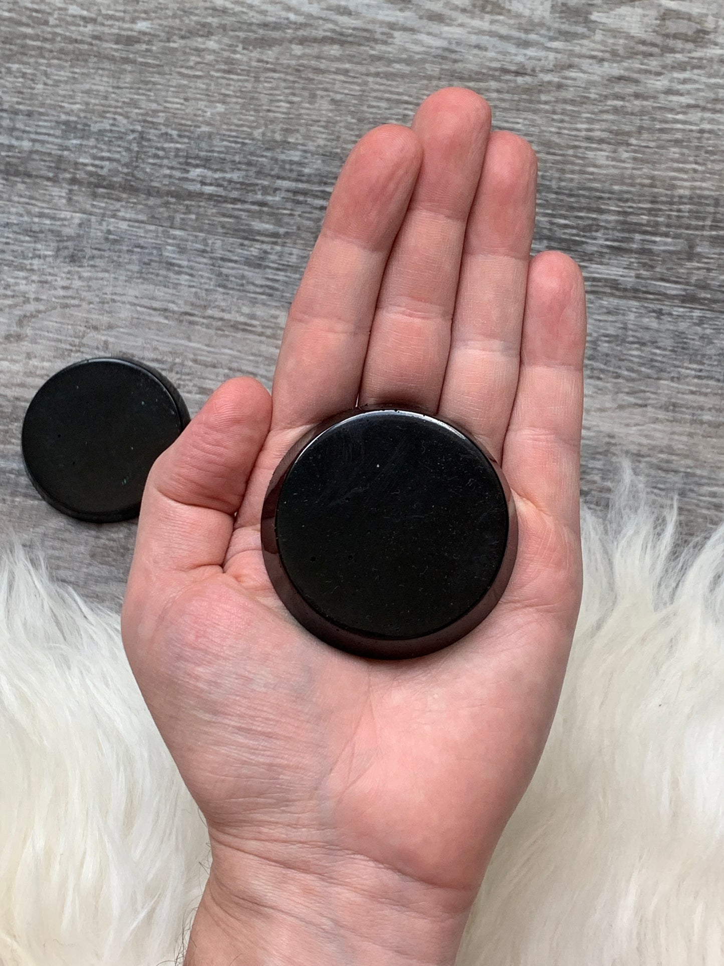 Flat Black Orgonite Pocket Piece 2.25"