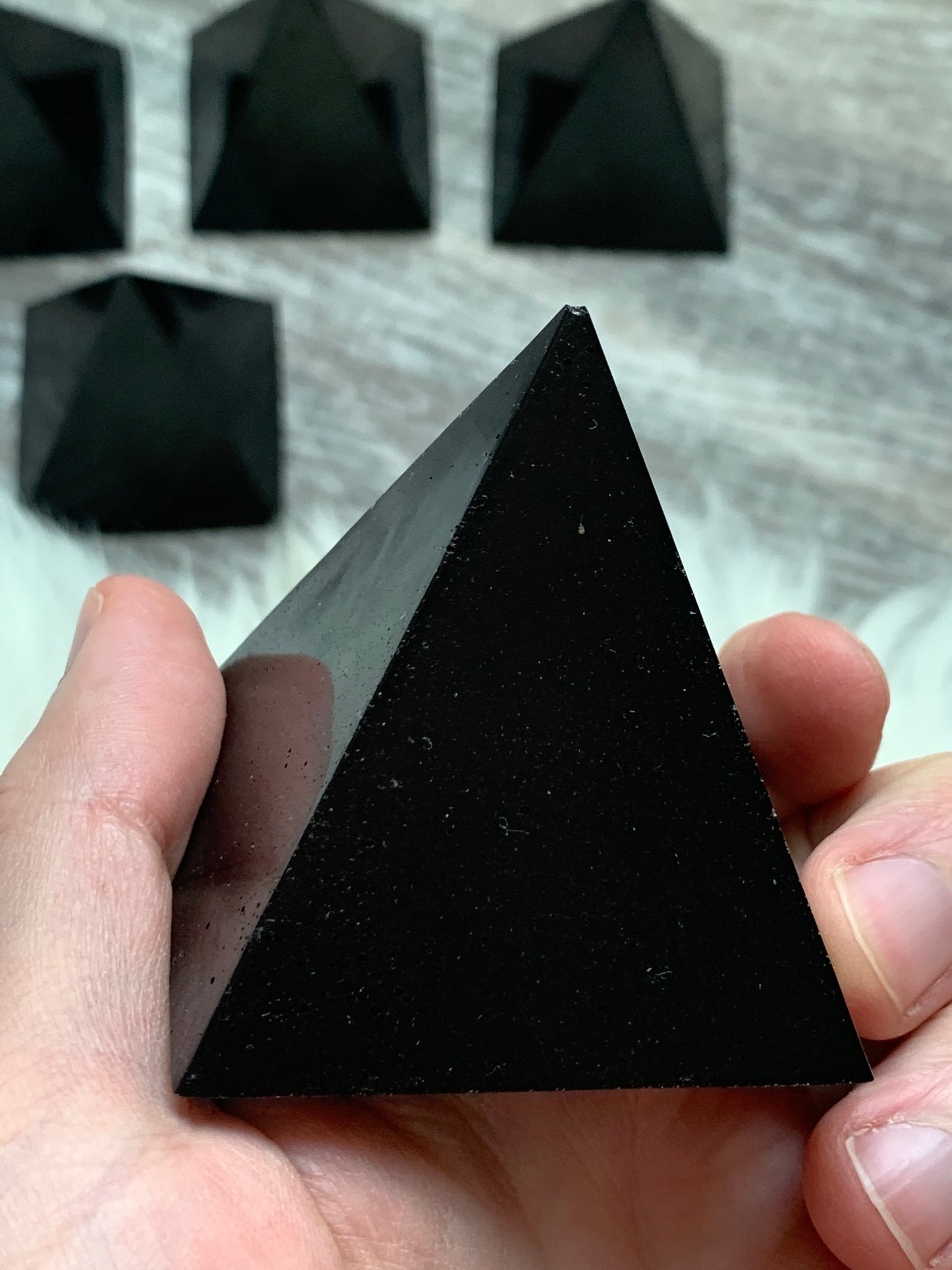 Flat Black Orgonite Pyramid