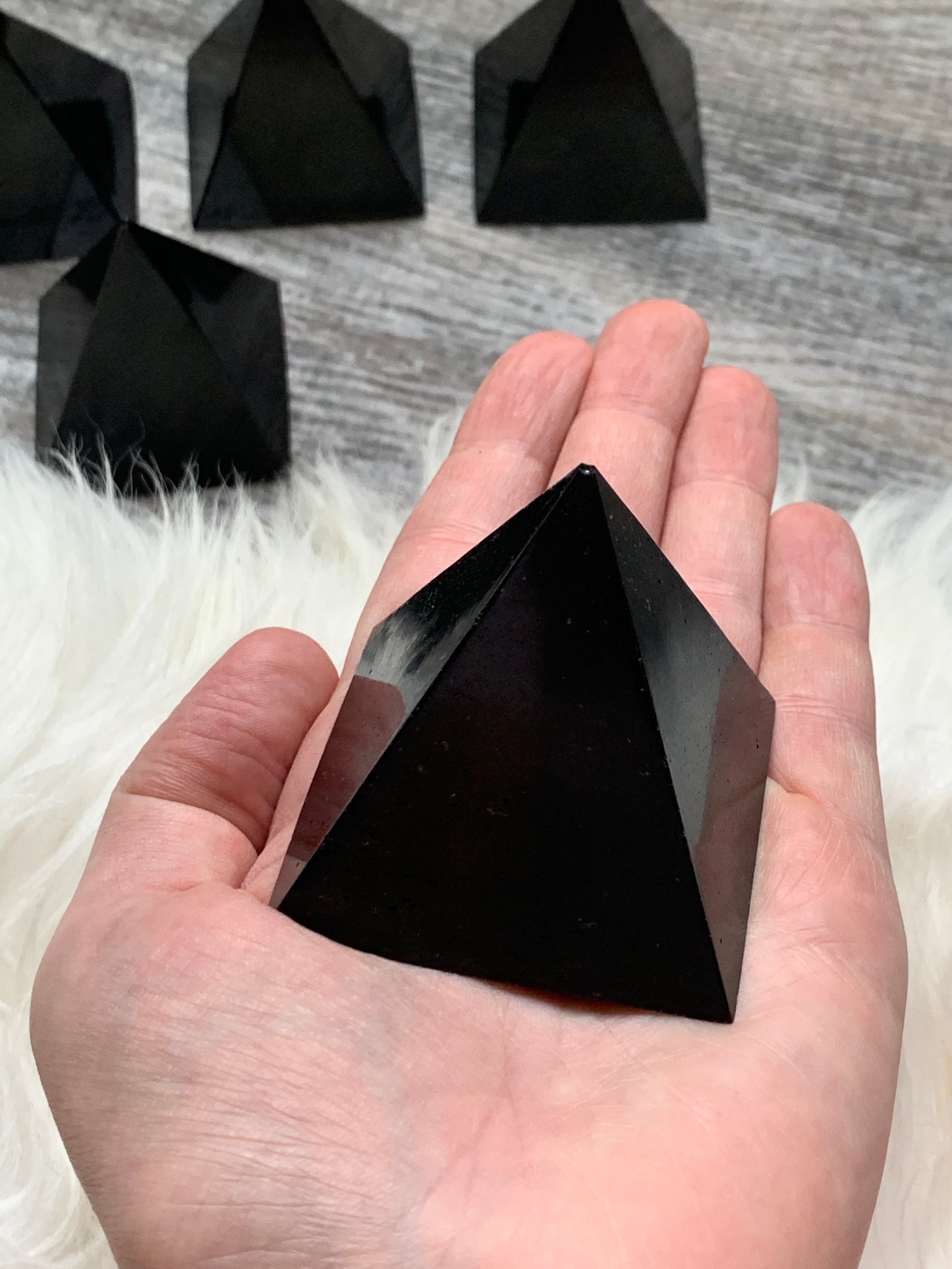 Flat Black Orgonite Pyramid