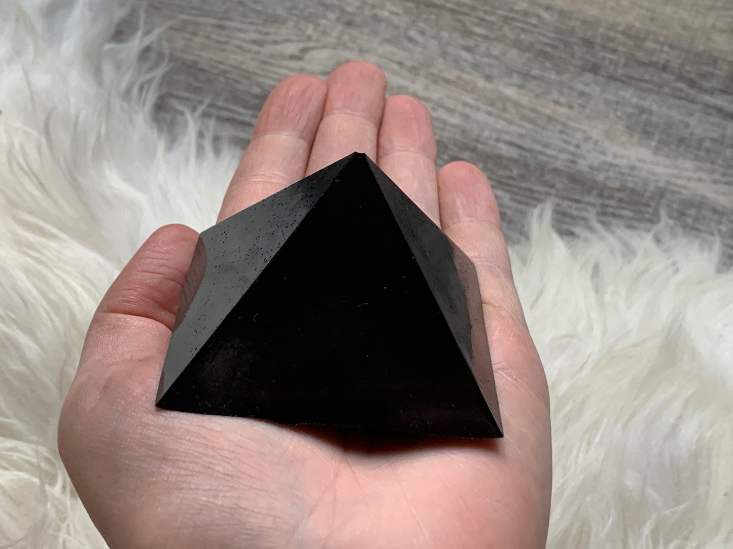 Flat Black Orgonite Pyramid Wide + Short