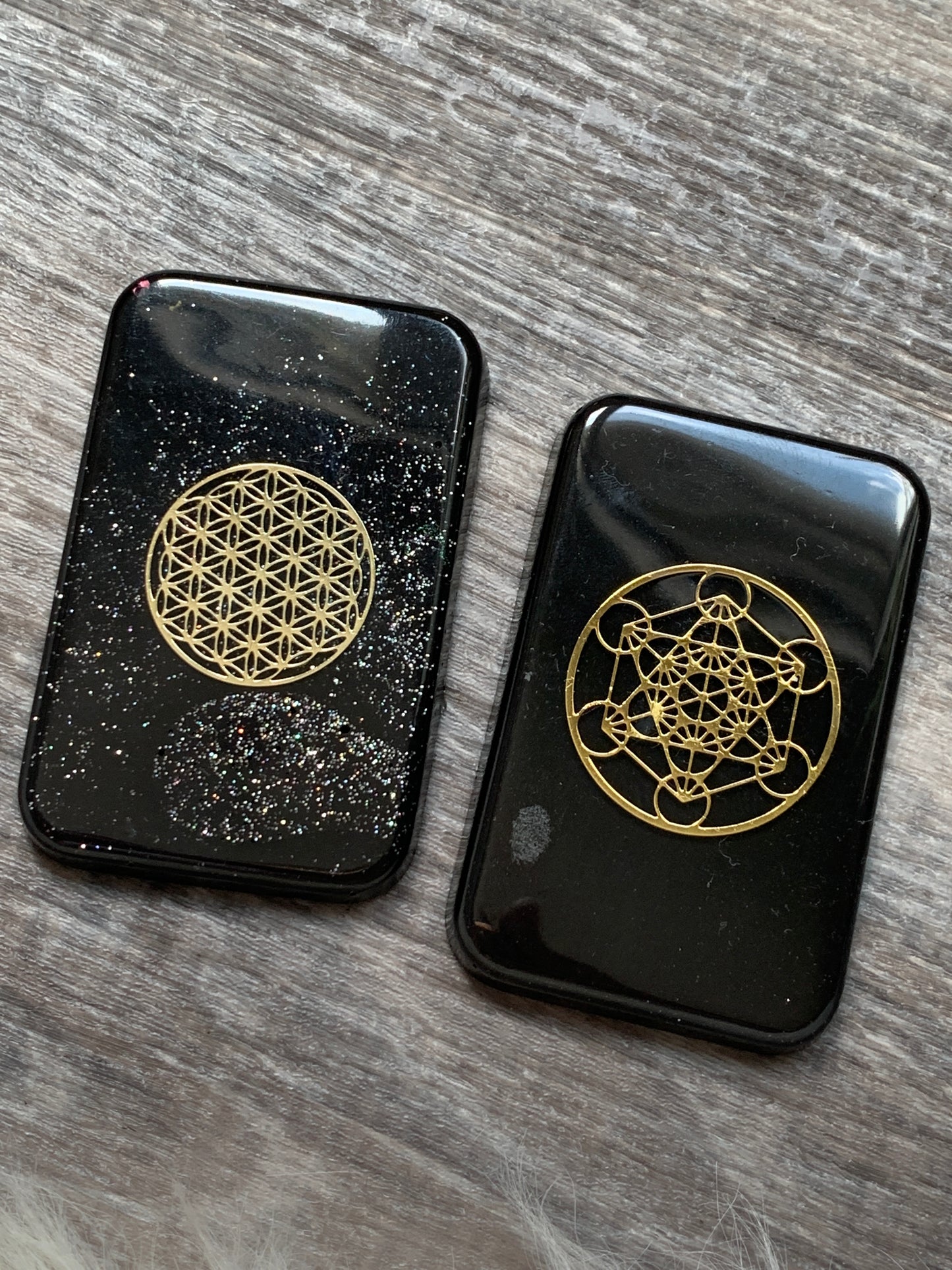 Sacred Geometry Orgonite Cell Phone Backers x2