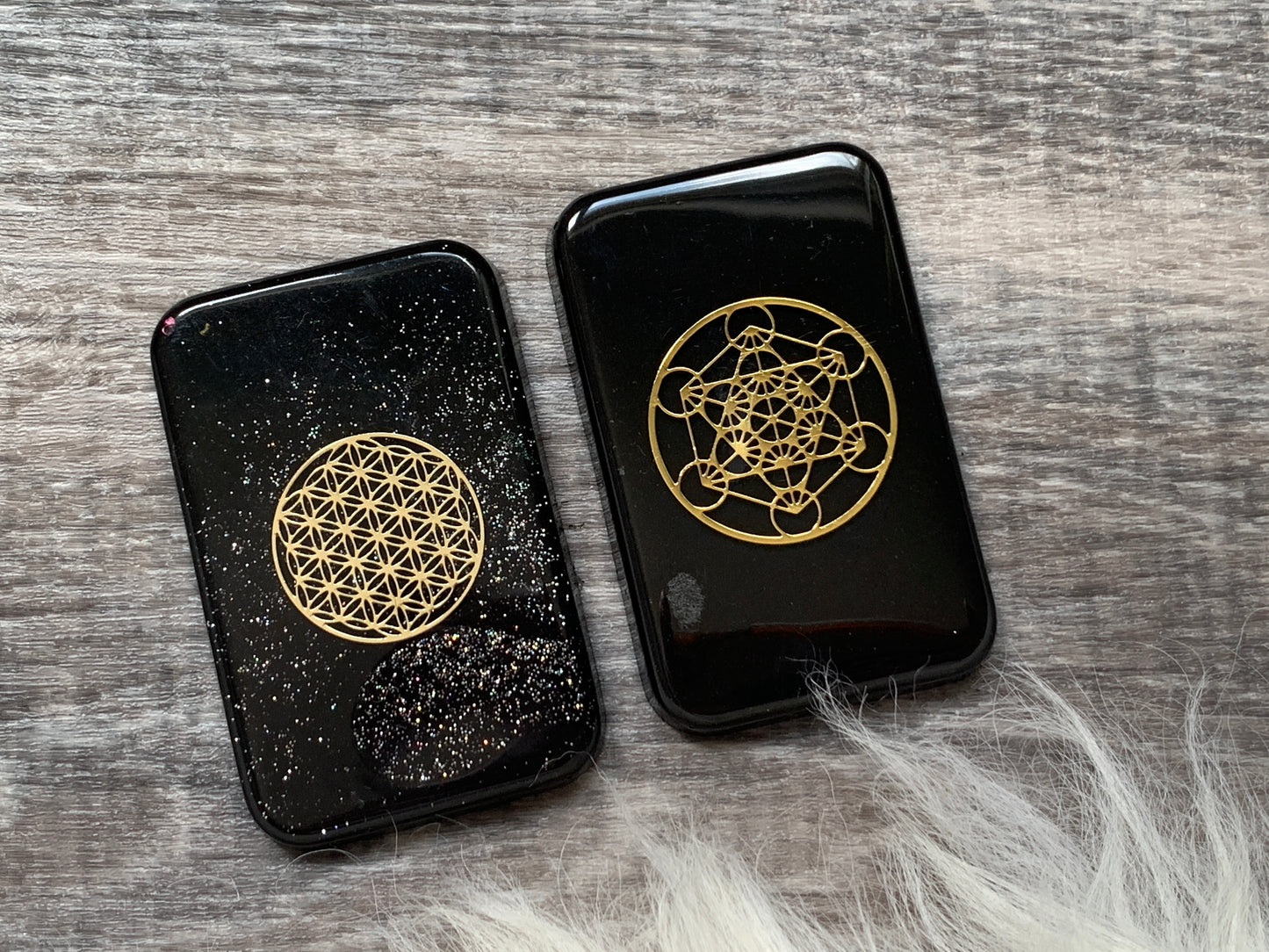 Sacred Geometry Orgonite Cell Phone Backers x2
