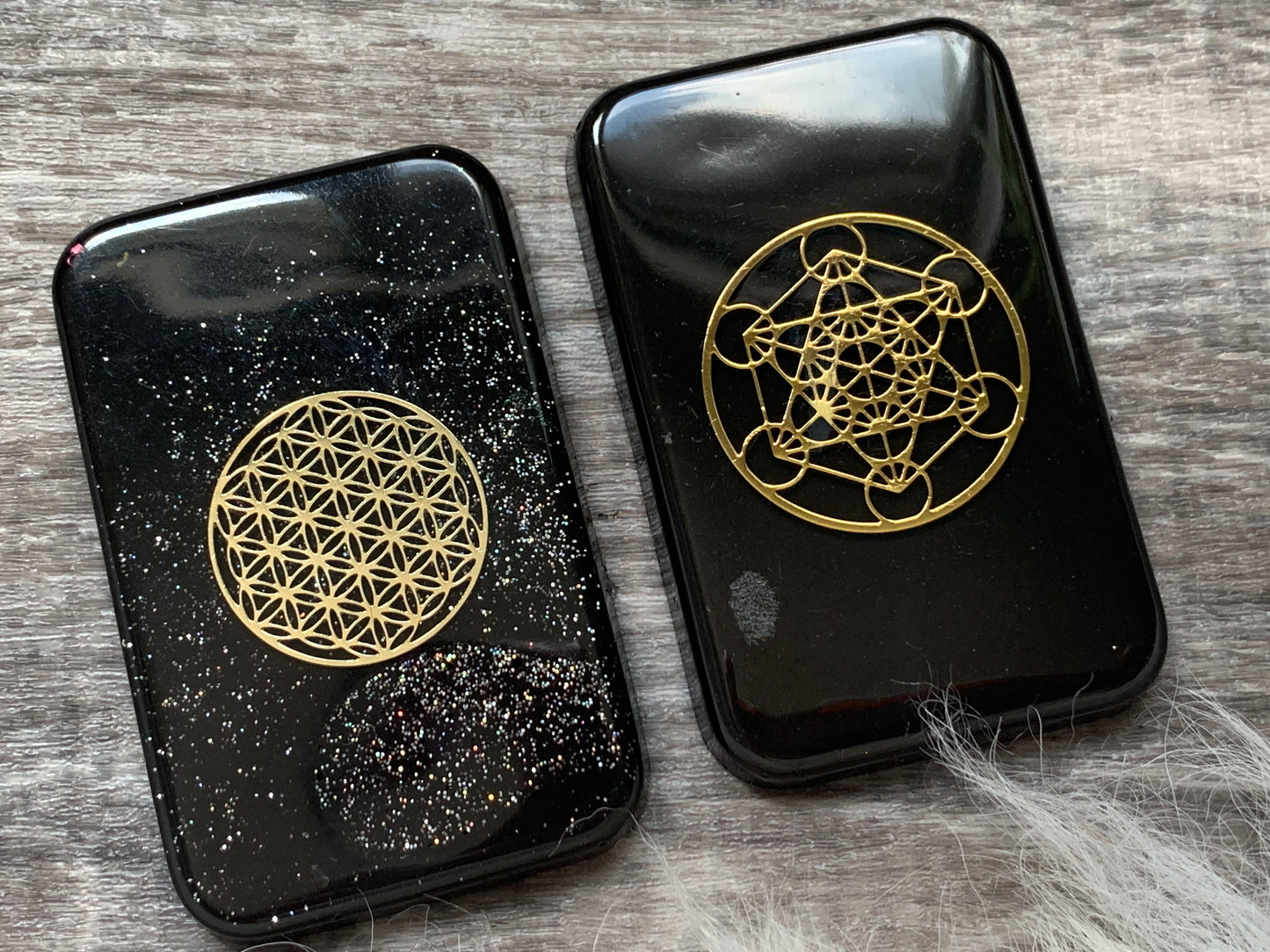 Sacred Geometry Orgonite Cell Phone Backers x2