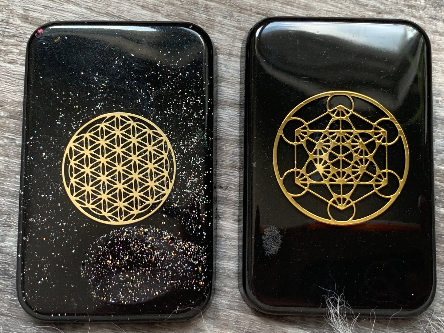 Sacred Geometry Orgonite Cell Phone Backers x2