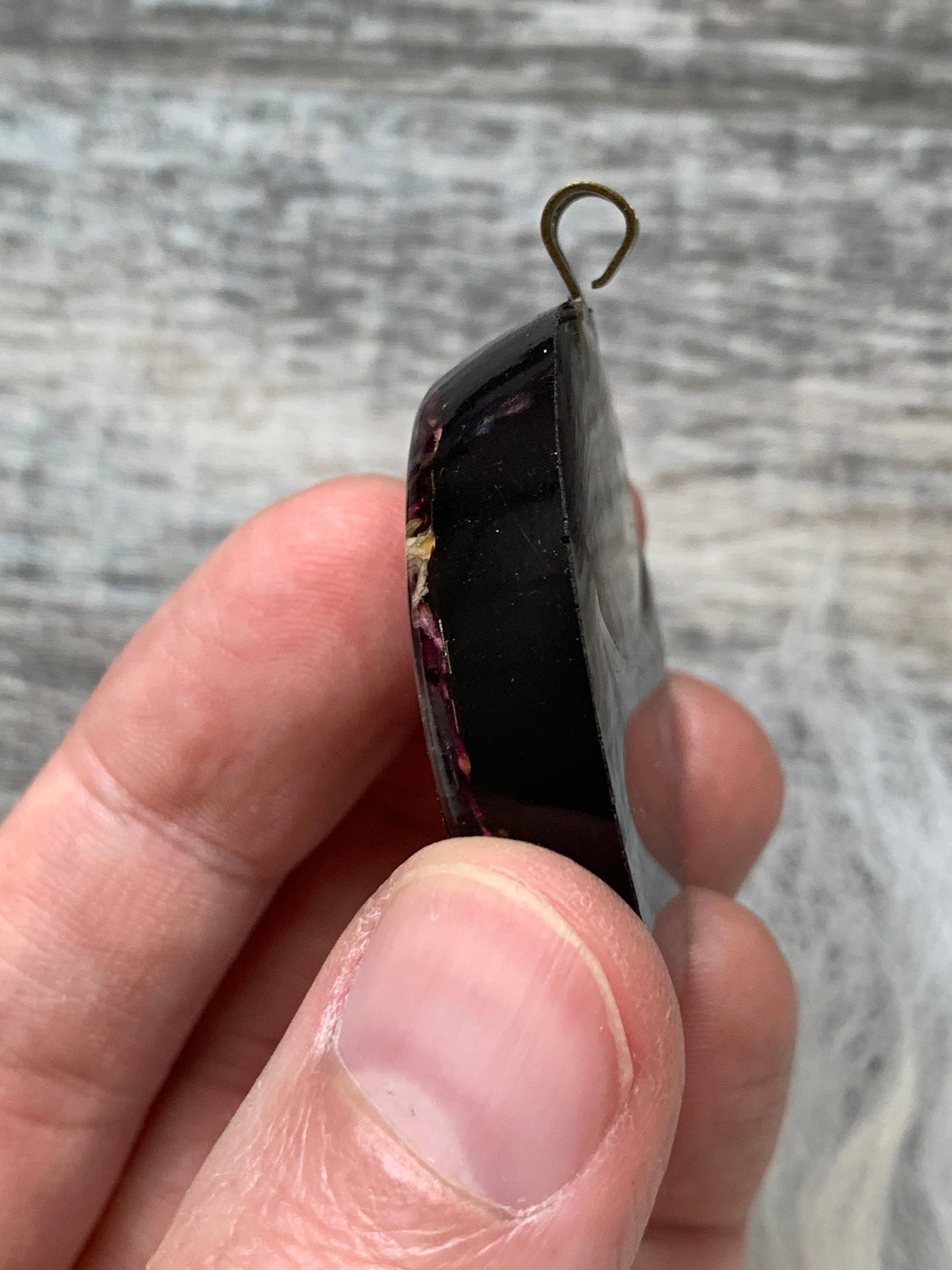Dark Floral Orgonite Pendant with Roses, Garnet and Selenite 27" cord