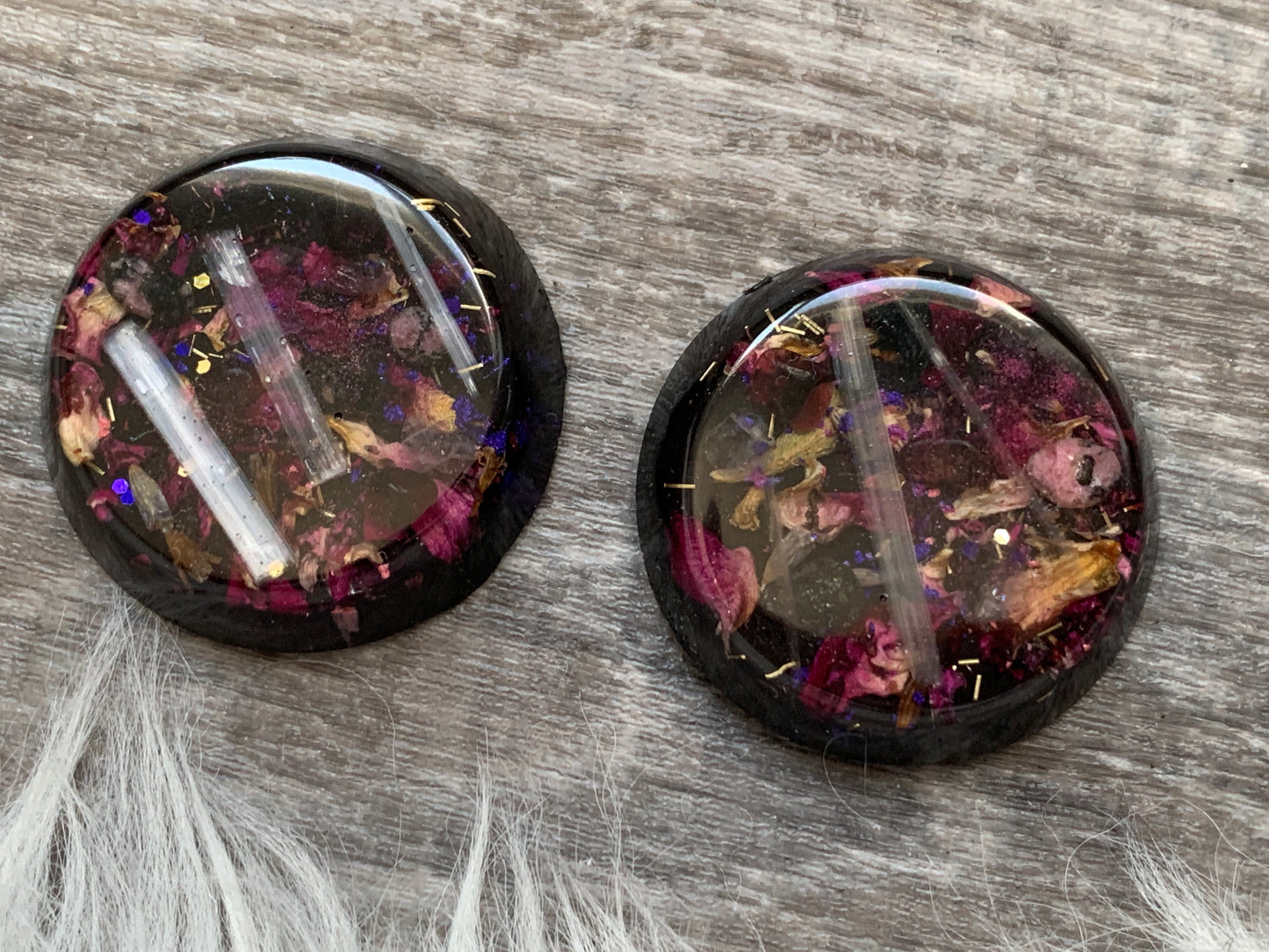 Dark Rose Flower and Selenite Mini Disc