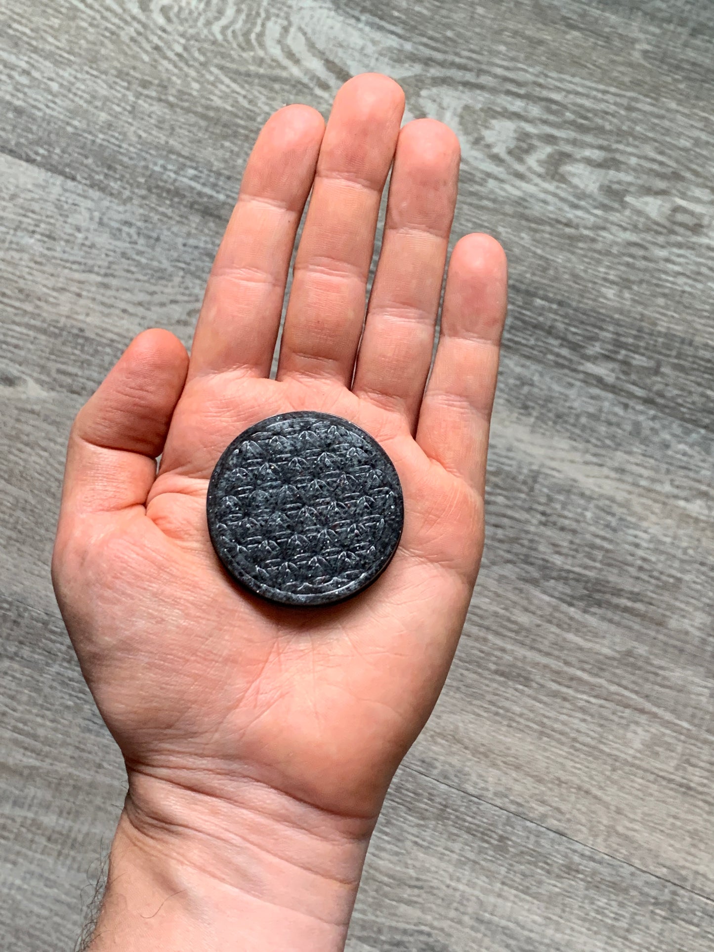 Grey Flower of Life Orgonite Mini Disc