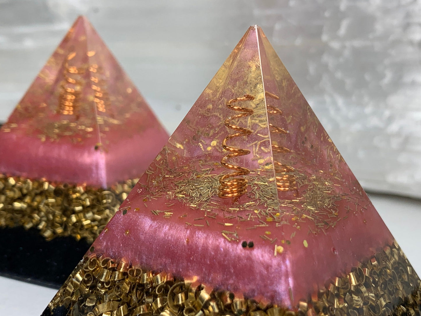 Orgonite® Pyramid - Pink Flame Orgone Generator® ~ Heart Chakra Crystal Energy ~ Sacred Ray 3