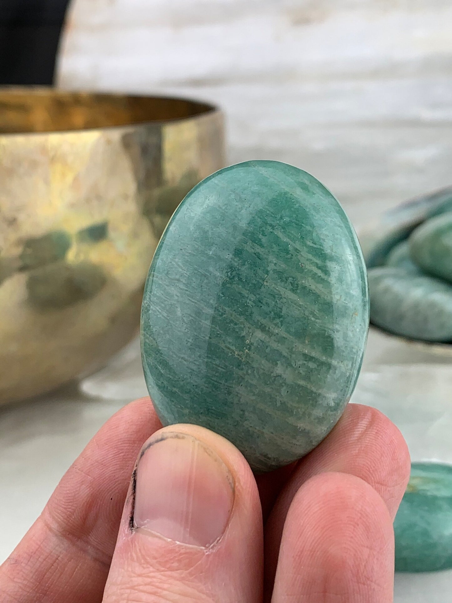 Amazonite Palm Stone - Tumbled, Polished Crystal, Gallet