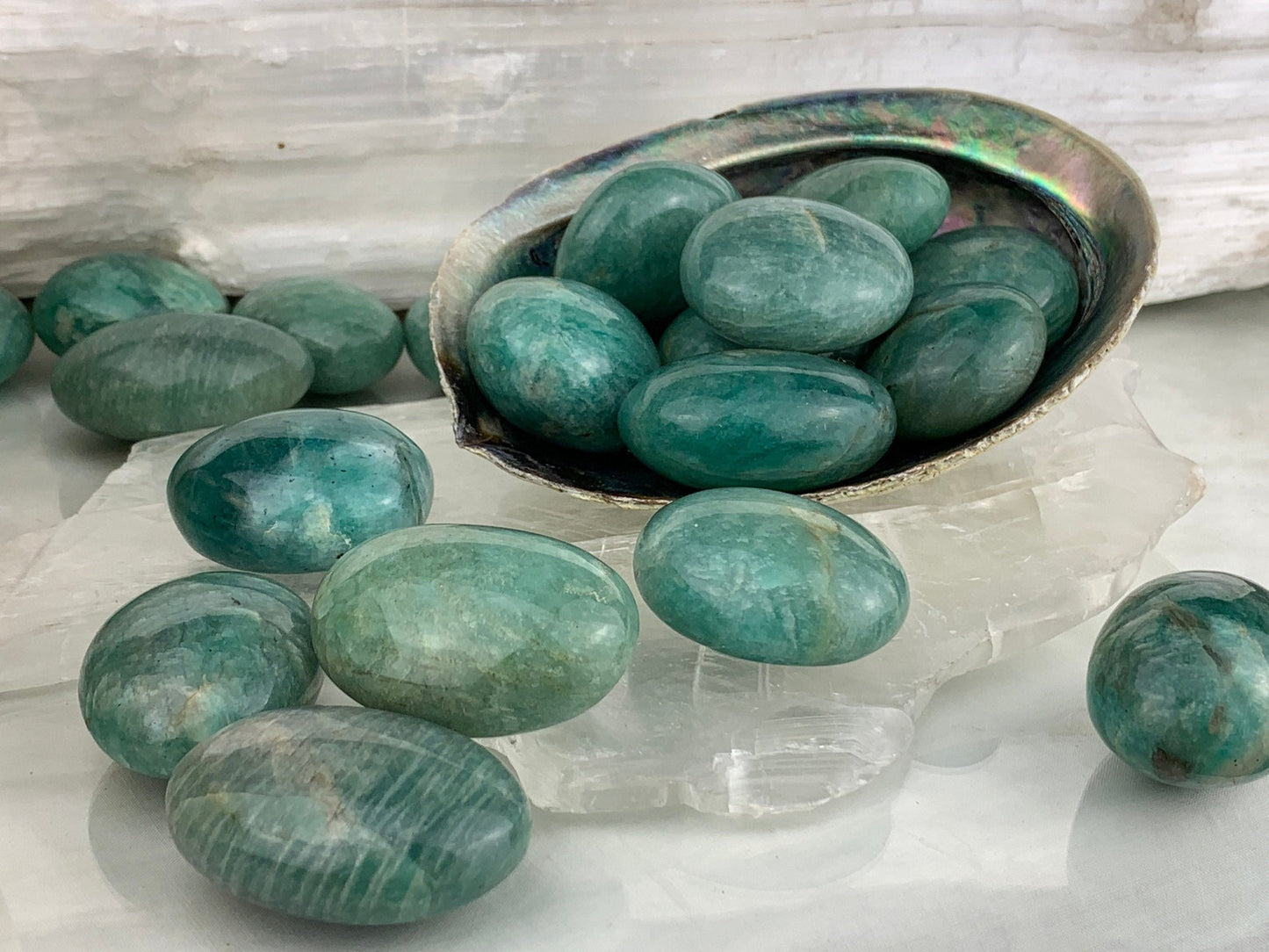 Amazonite Palm Stone - Tumbled, Polished Crystal, Gallet