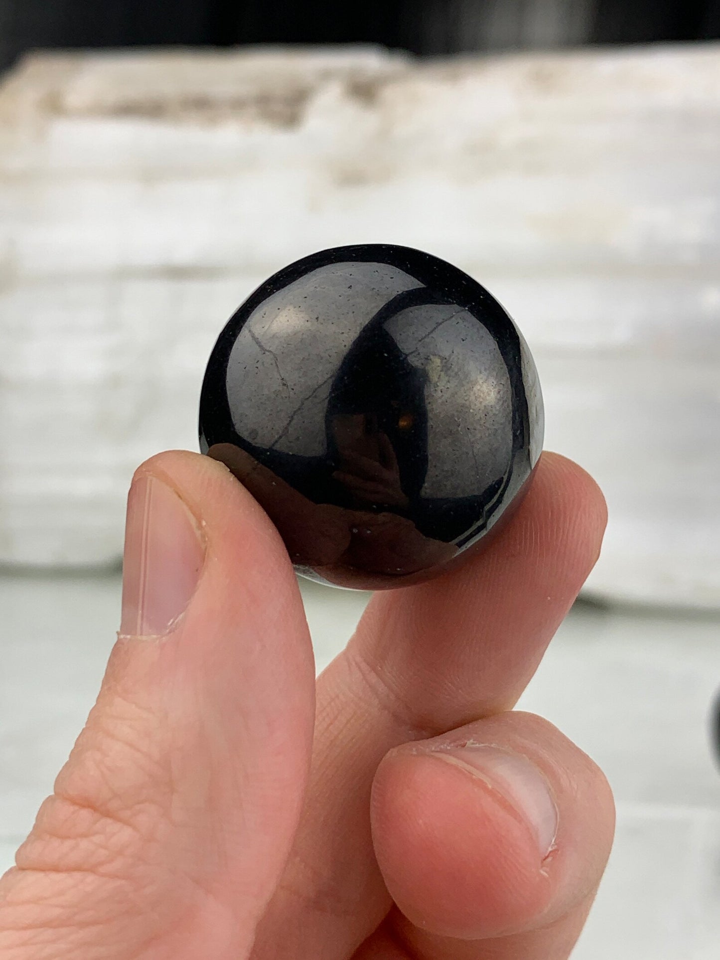 Shungite Sphere - Tumbled, Polished Crystal from Russia