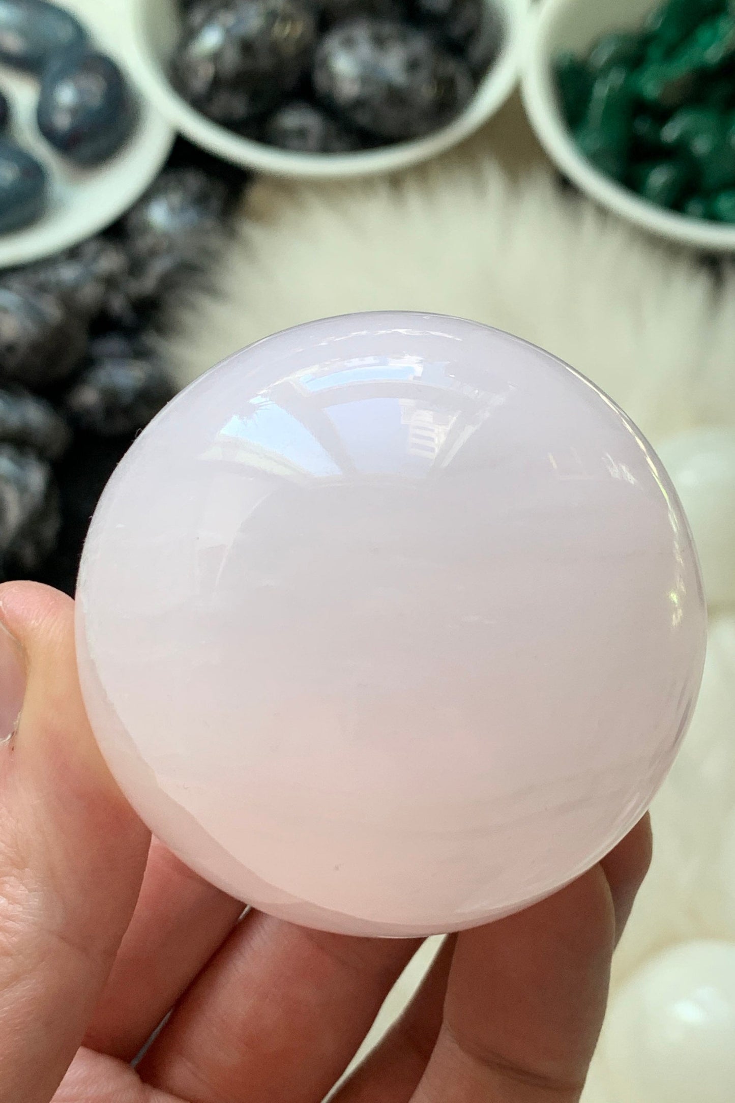 MANGANO CALCITE SPHERE - Pink Crystal Ball - Tumbled, Polished, Natural and Raw Minerals, Home Decor, Spiritual, Energy Healing, Gift - MCS3