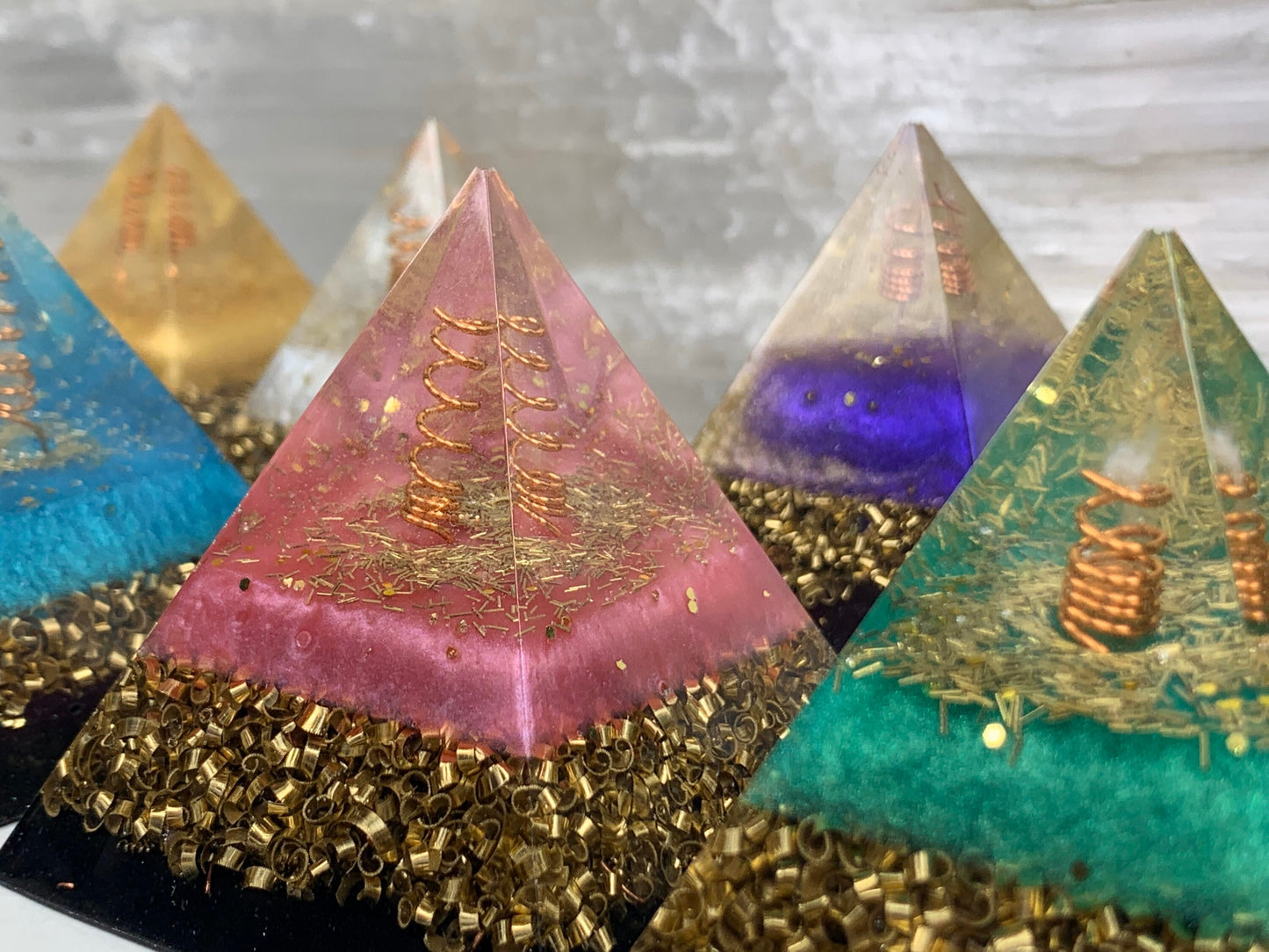 Orgonite® Pyramid - Yellow Flame Orgone Generator® ~ Crown Chakra Crystal Energy ~ Sacred Ray 2