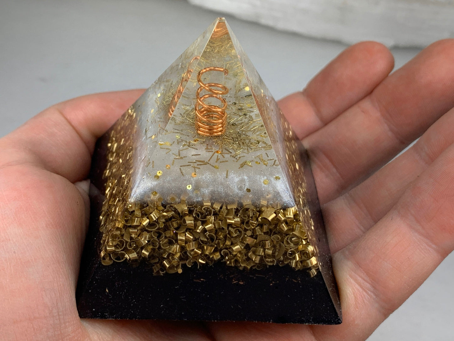 Orgonite® Pyramid - White Flame Orgone Generator® ~ Root Chakra Crystal Energy ~ Sacred Ray 4