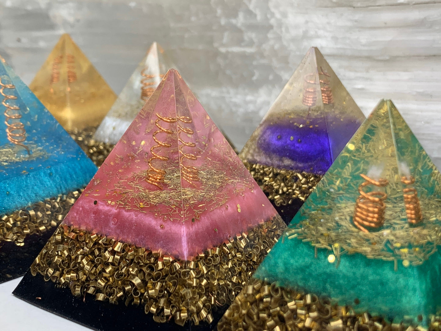 Orgonite® Pyramid - White Flame Orgone Generator® ~ Root Chakra Crystal Energy ~ Sacred Ray 4