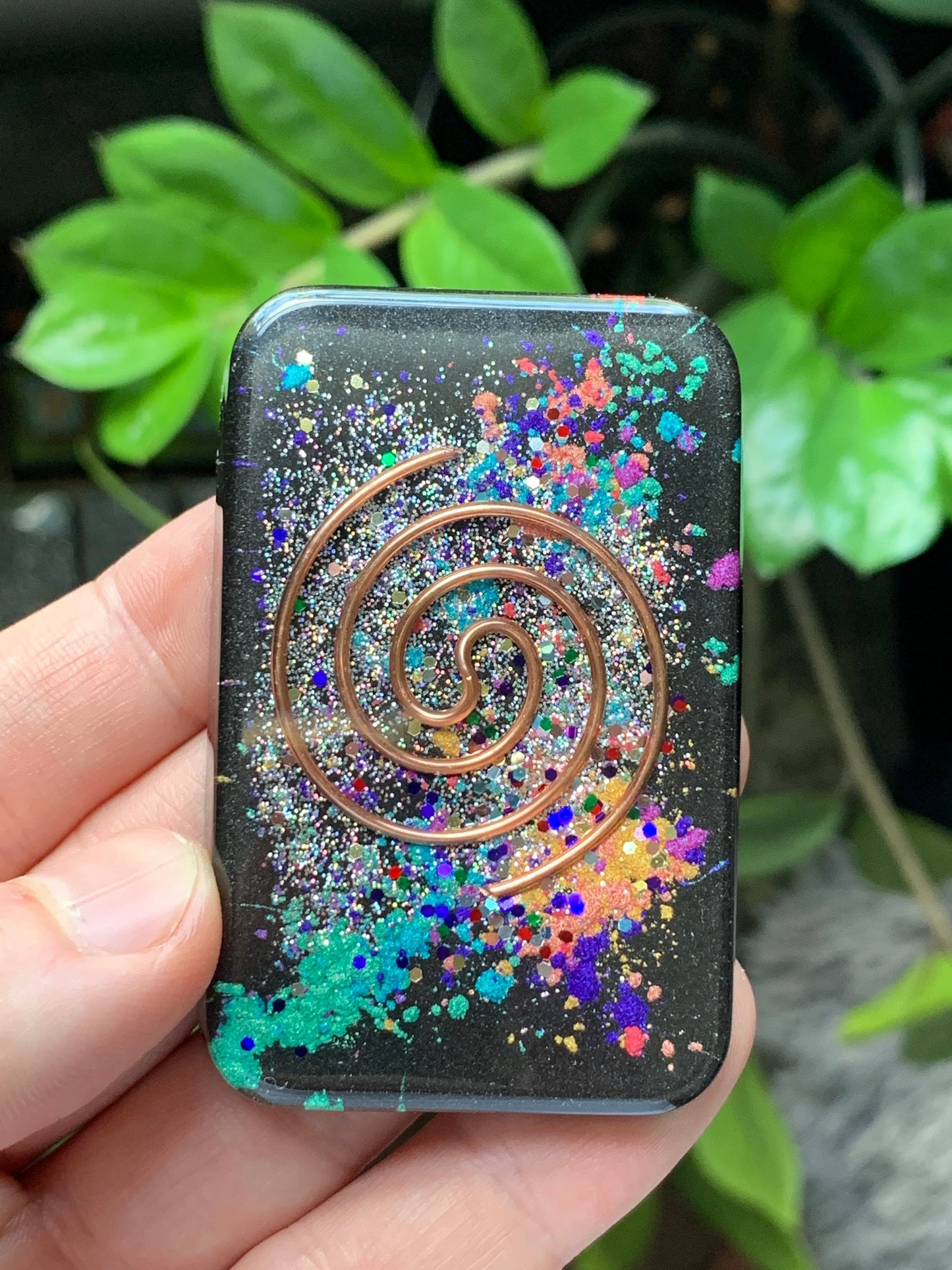 Orgonite® Cell Block - RAINBOW GALAXY Cell Phone EMF Shield - Orgone Generator®