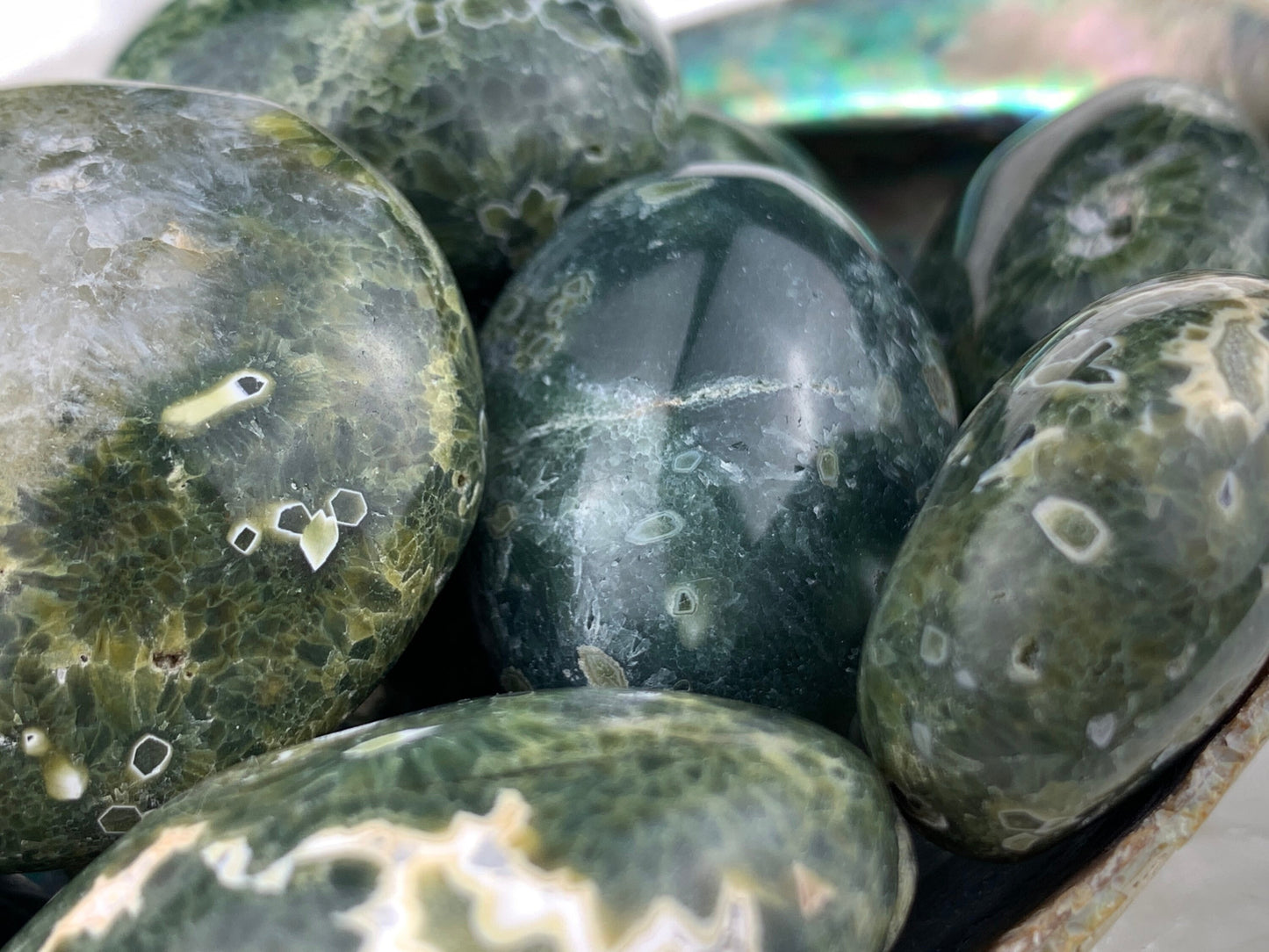 Ocean Jasper Palm Stone - Tumbled, Polished Crystal