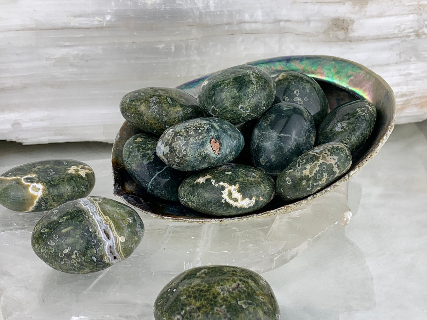 Ocean Jasper Palm Stone - Tumbled, Polished Crystal