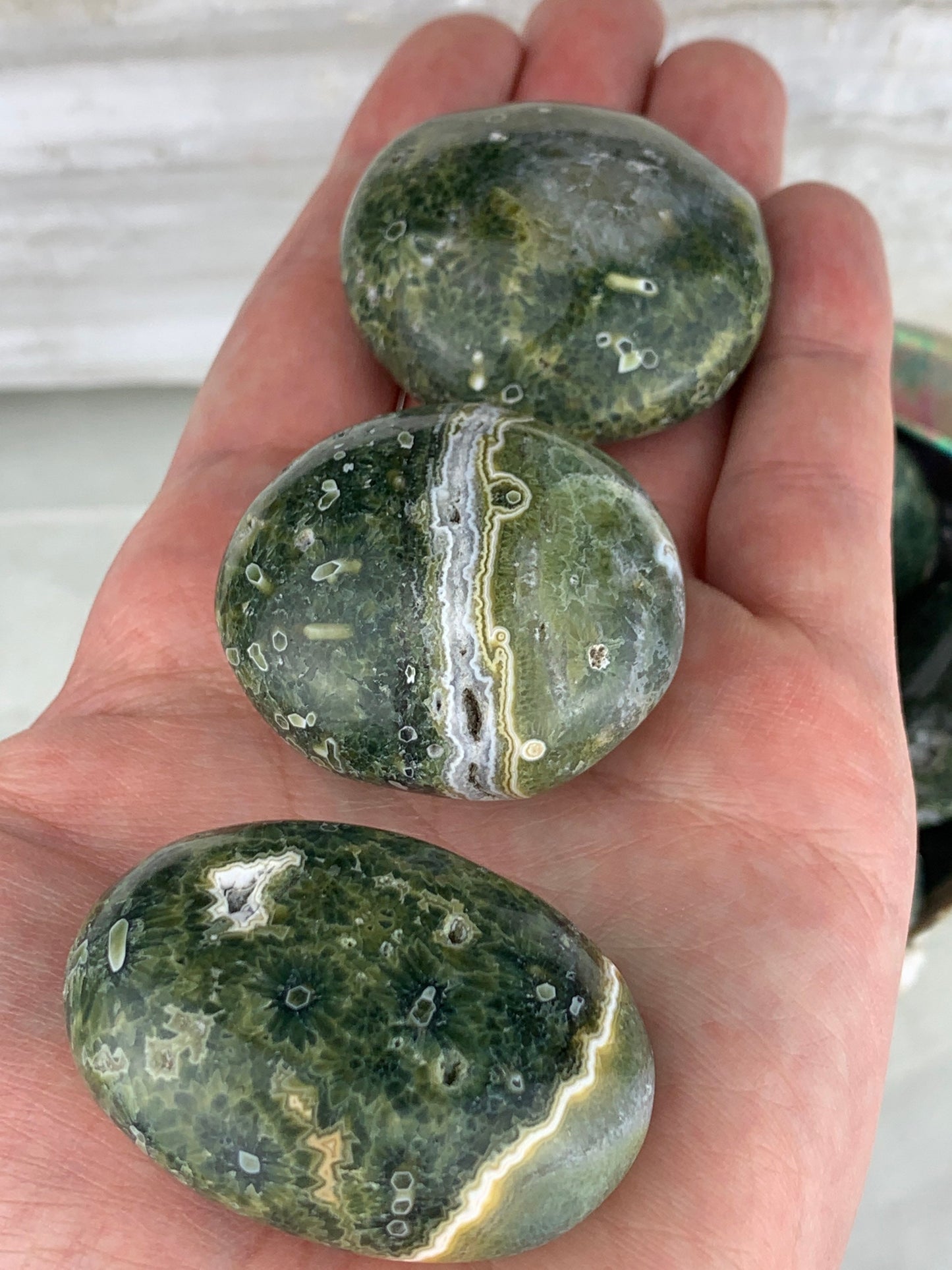 Ocean Jasper Palm Stone - Tumbled, Polished Crystal
