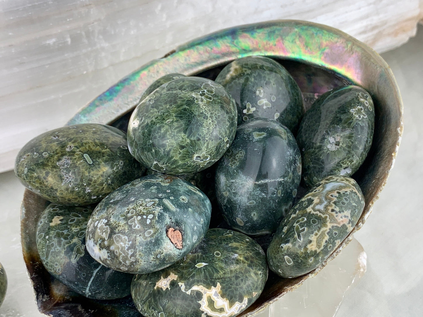 Ocean Jasper Palm Stone - Tumbled, Polished Crystal