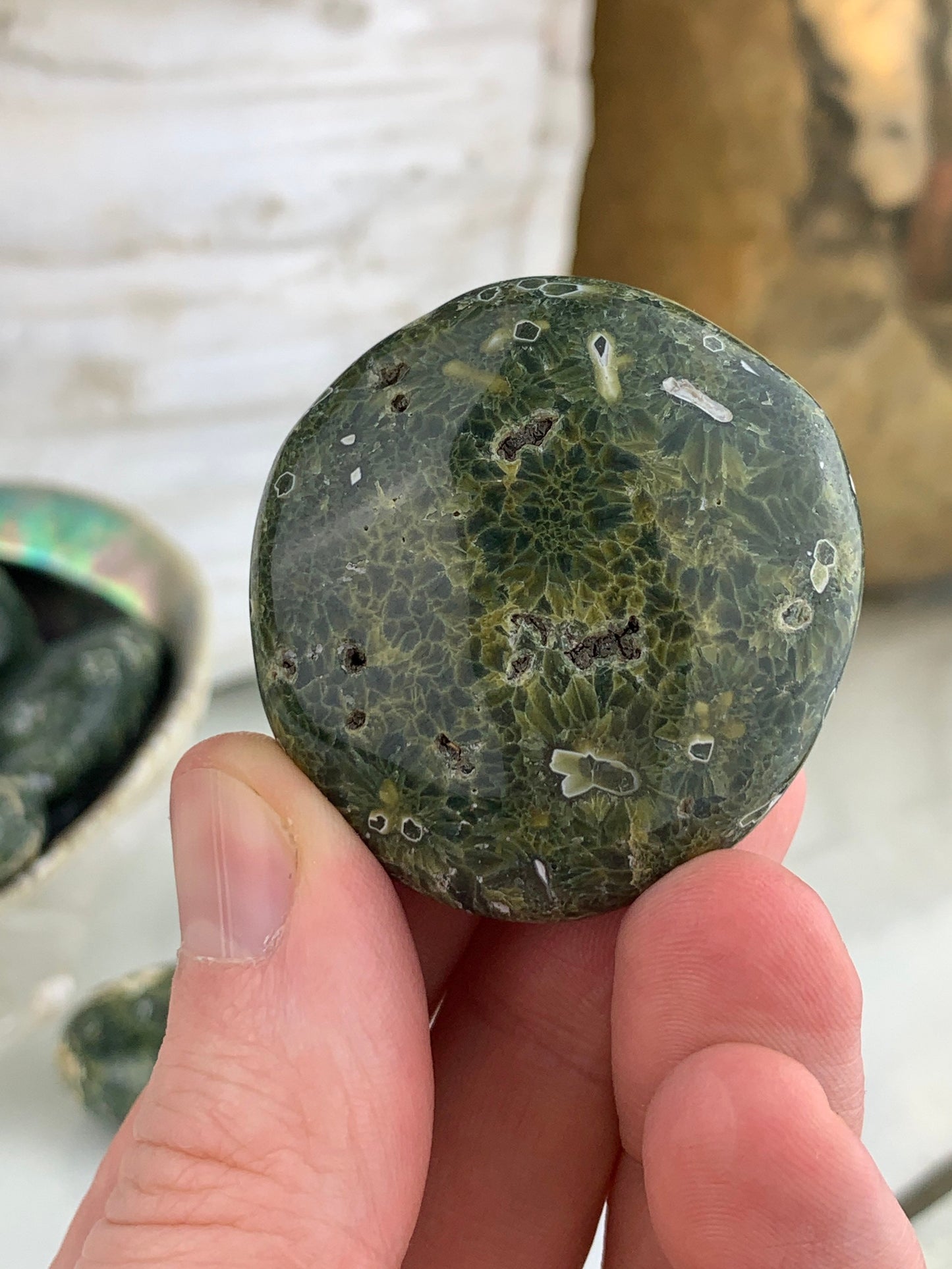 Ocean Jasper Palm Stone - Tumbled, Polished Crystal