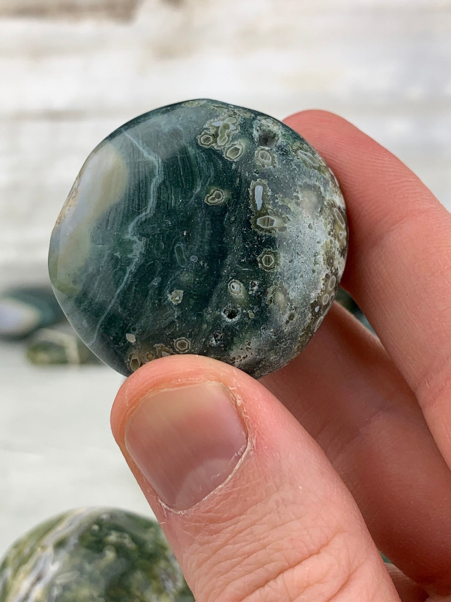 Ocean Jasper Palm Stone - Tumbled, Polished Crystal