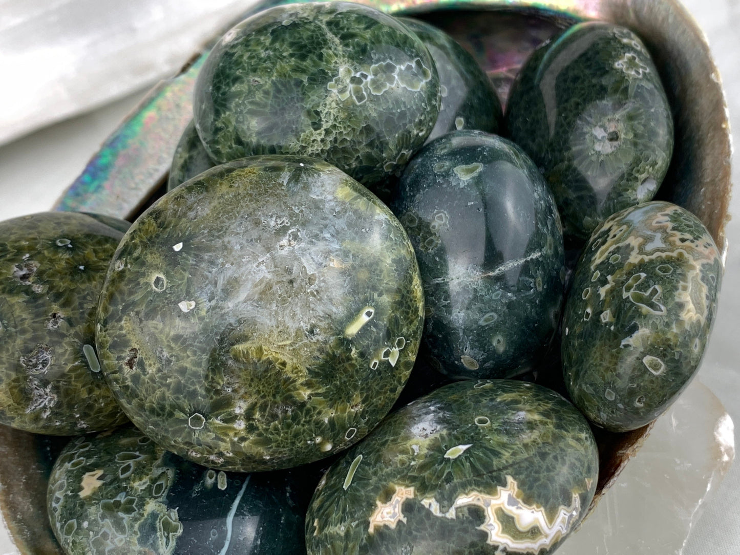 Ocean Jasper Palm Stone - Tumbled, Polished Crystal