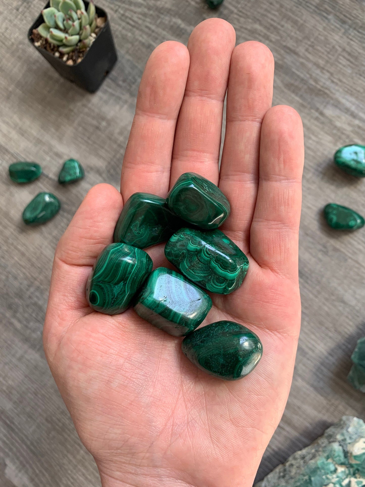 MALACHITE XL Tumbled Stone - Polished Crystal, Home Decor, Spiritual, Energy Healing, Gift - Detox