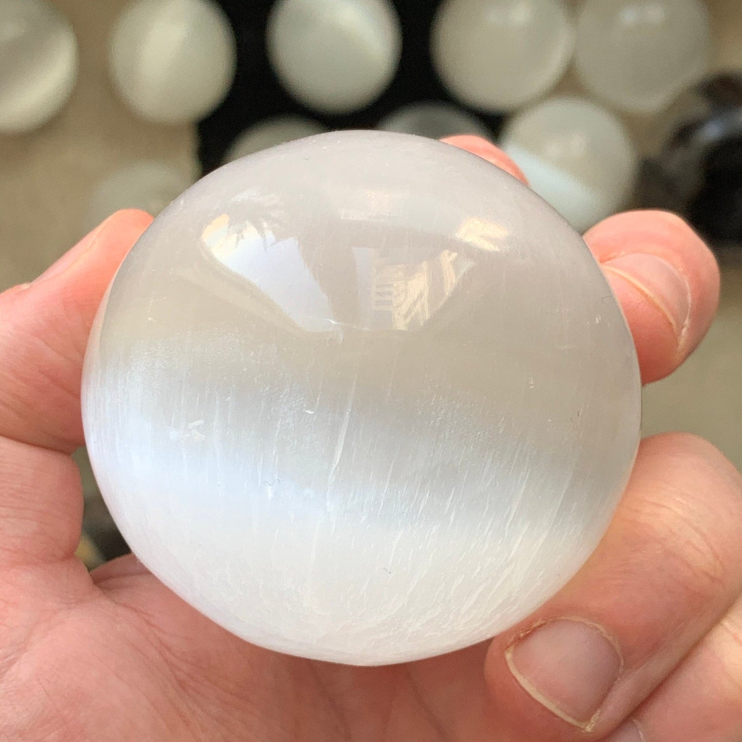 SELENITE SPHERE - Crystal Ball - Tumbled, Polished Crystal, Home Decor, Spiritual, Energy Healing, Gift