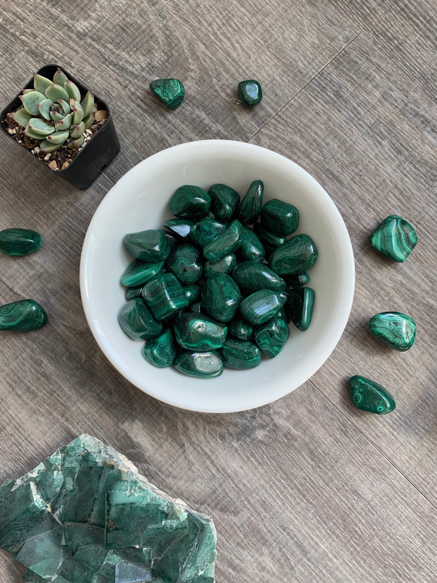 MALACHITE XL Tumbled Stone - Polished Crystal, Home Decor, Spiritual, Energy Healing, Gift - Detox