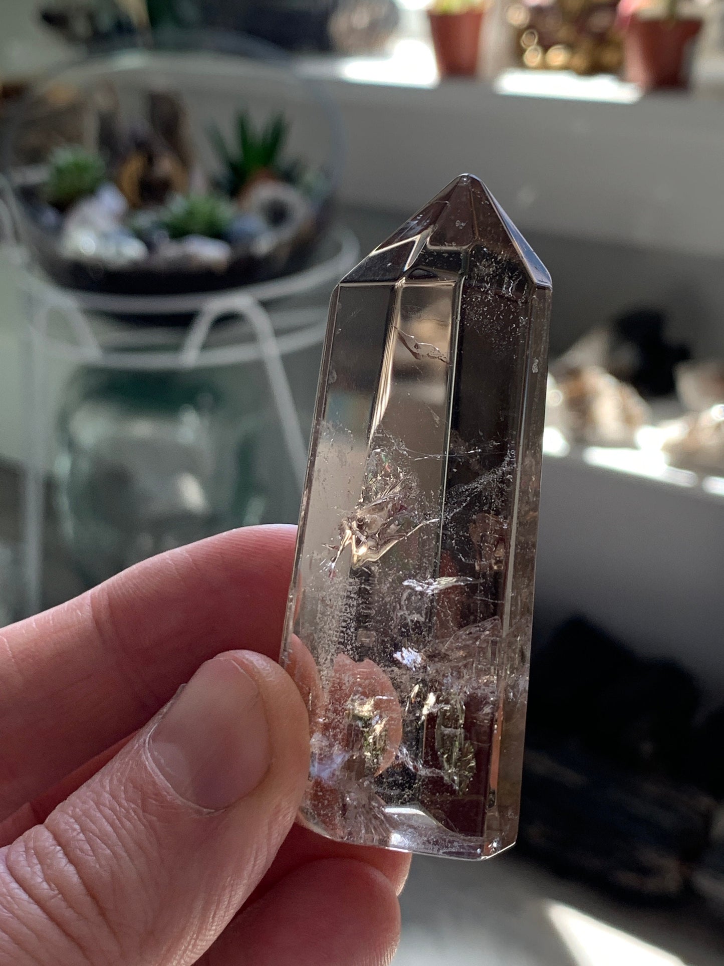 Ultra Polished SMOKY QUARTZ Crystal Point - Rainbow Occlusion Quartz Tower, Raw and Natural Crystals Gift, Home Decor, Energy Healing S13