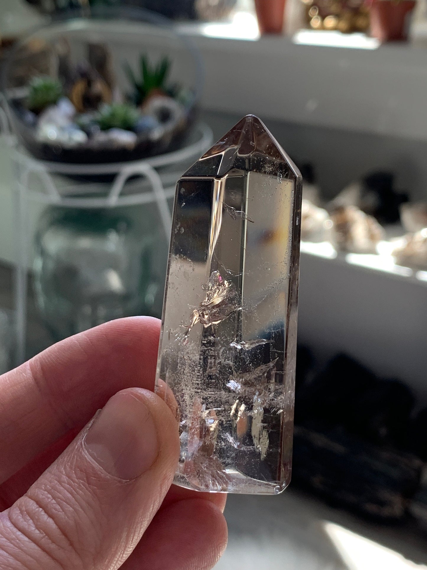 Ultra Polished SMOKY QUARTZ Crystal Point - Rainbow Occlusion Quartz Tower, Raw and Natural Crystals Gift, Home Decor, Energy Healing S13