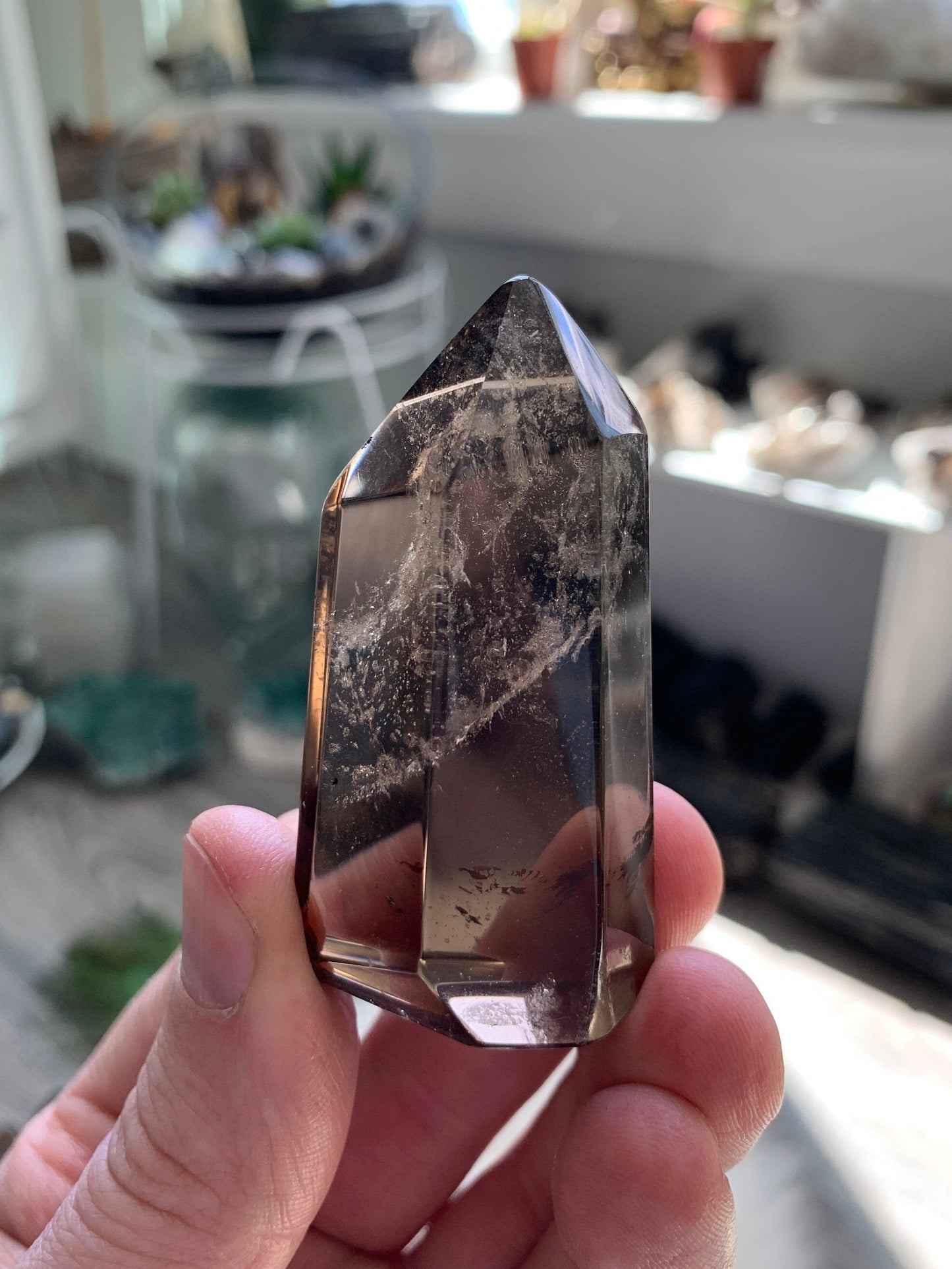 Ultra Polished SMOKY QUARTZ Crystal Point - Smokey Quartz Tower, Raw and Natural Crystals, Housewarming Gift, Home Decor, Energy Healing S7