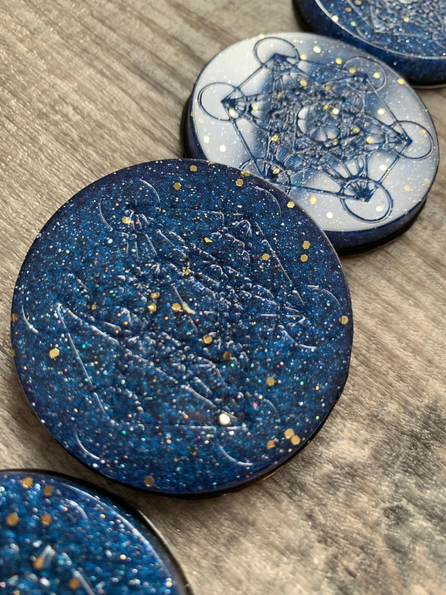 Orgonite® Metatrons Cube ARCTURIAN BLUE Mini Disc - Orgone Generator® - EMF Shield