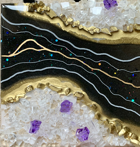 Galaxy River Resin Geode Wall Art 8x8"
