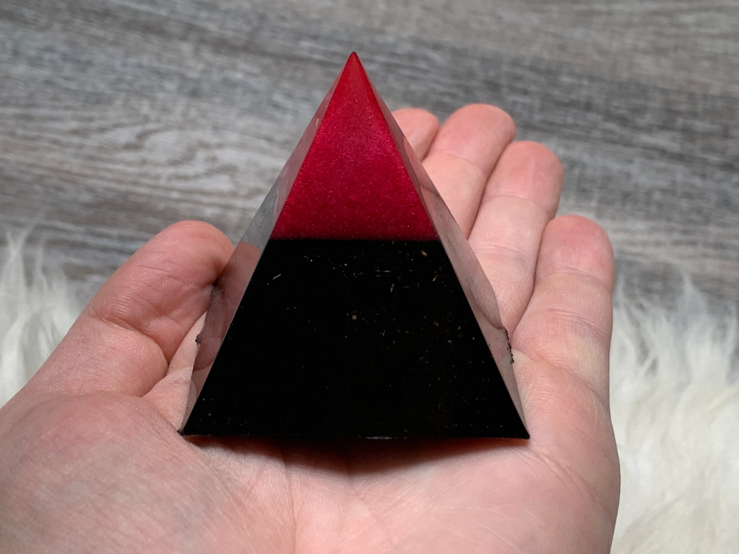 Black and Red Orgonite Pyramid
