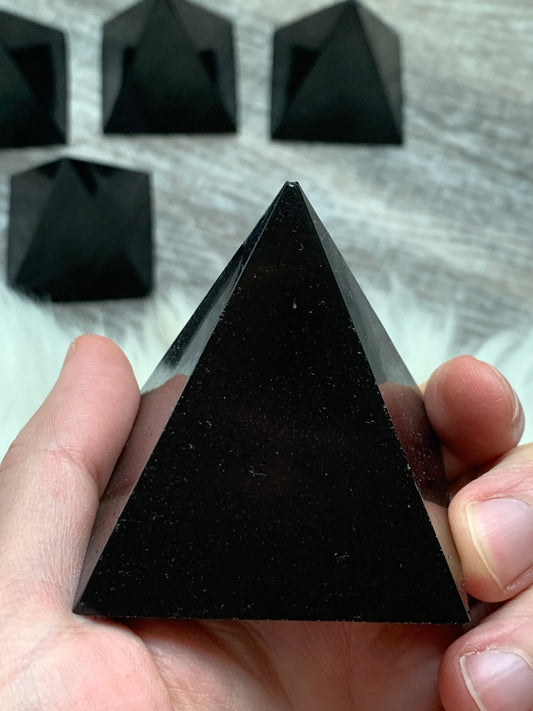 Flat Black Orgonite Pyramid