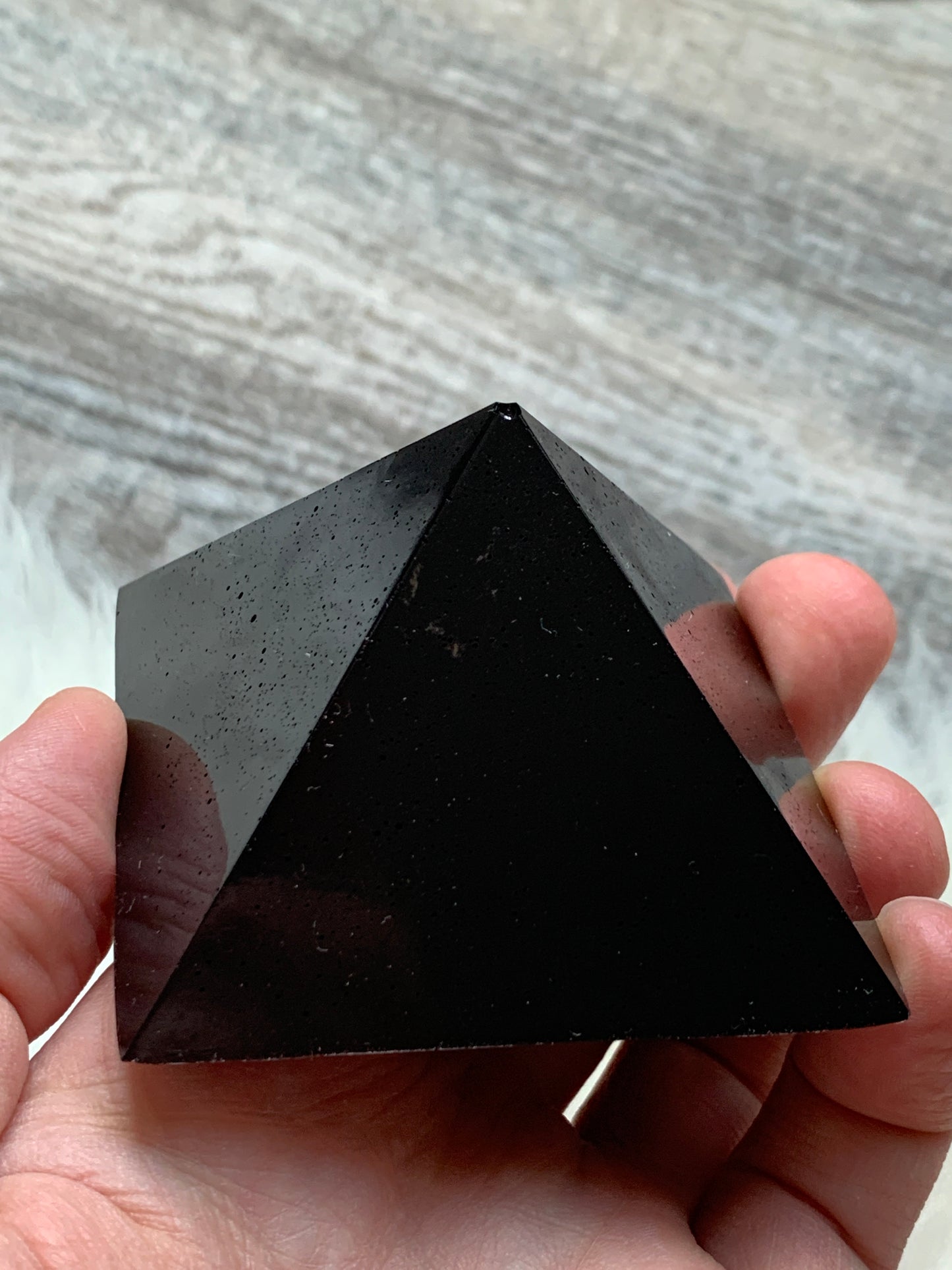 Flat Black Orgonite Pyramid Wide + Short