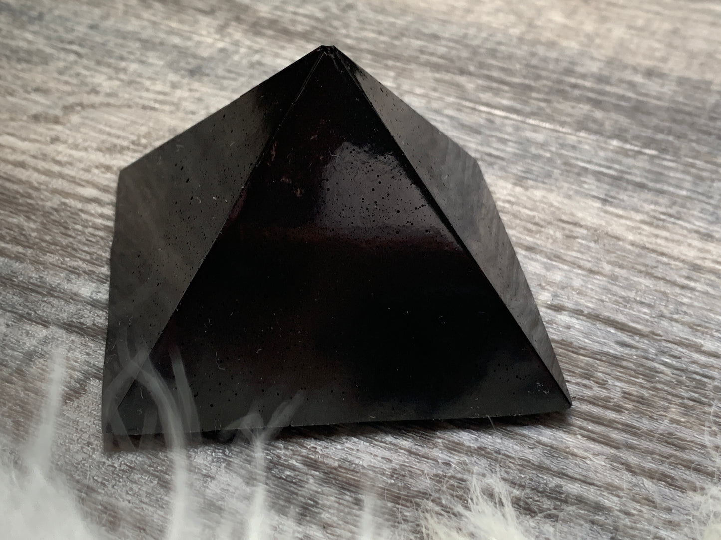 Flat Black Orgonite Pyramid Wide + Short