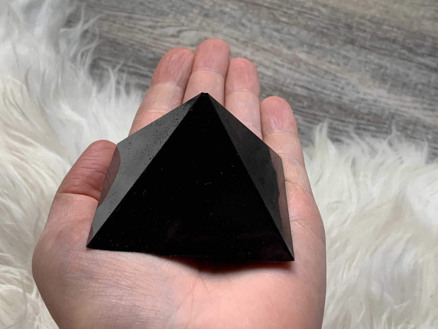 Flat Black Orgonite Pyramid Wide + Short