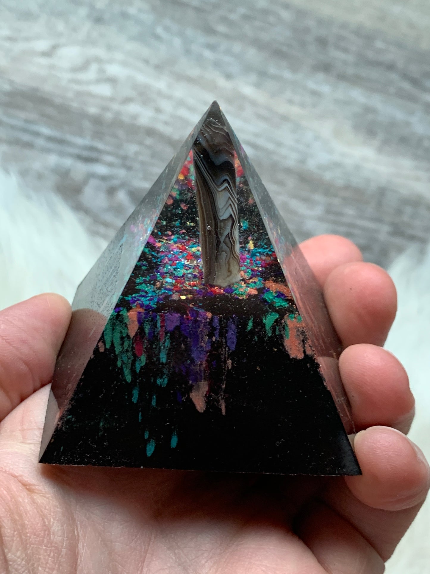Rainbow Agate Orgonite Pyramid