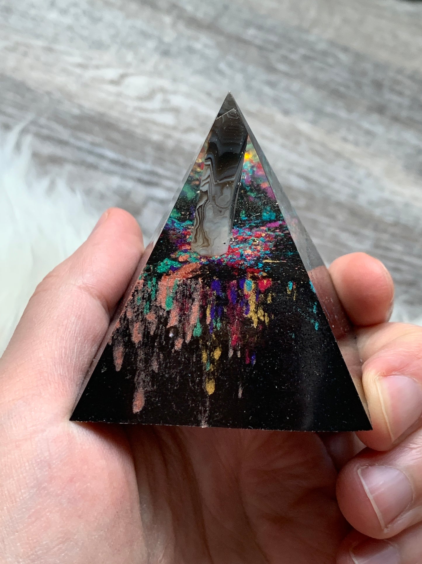 Rainbow Agate Orgonite Pyramid
