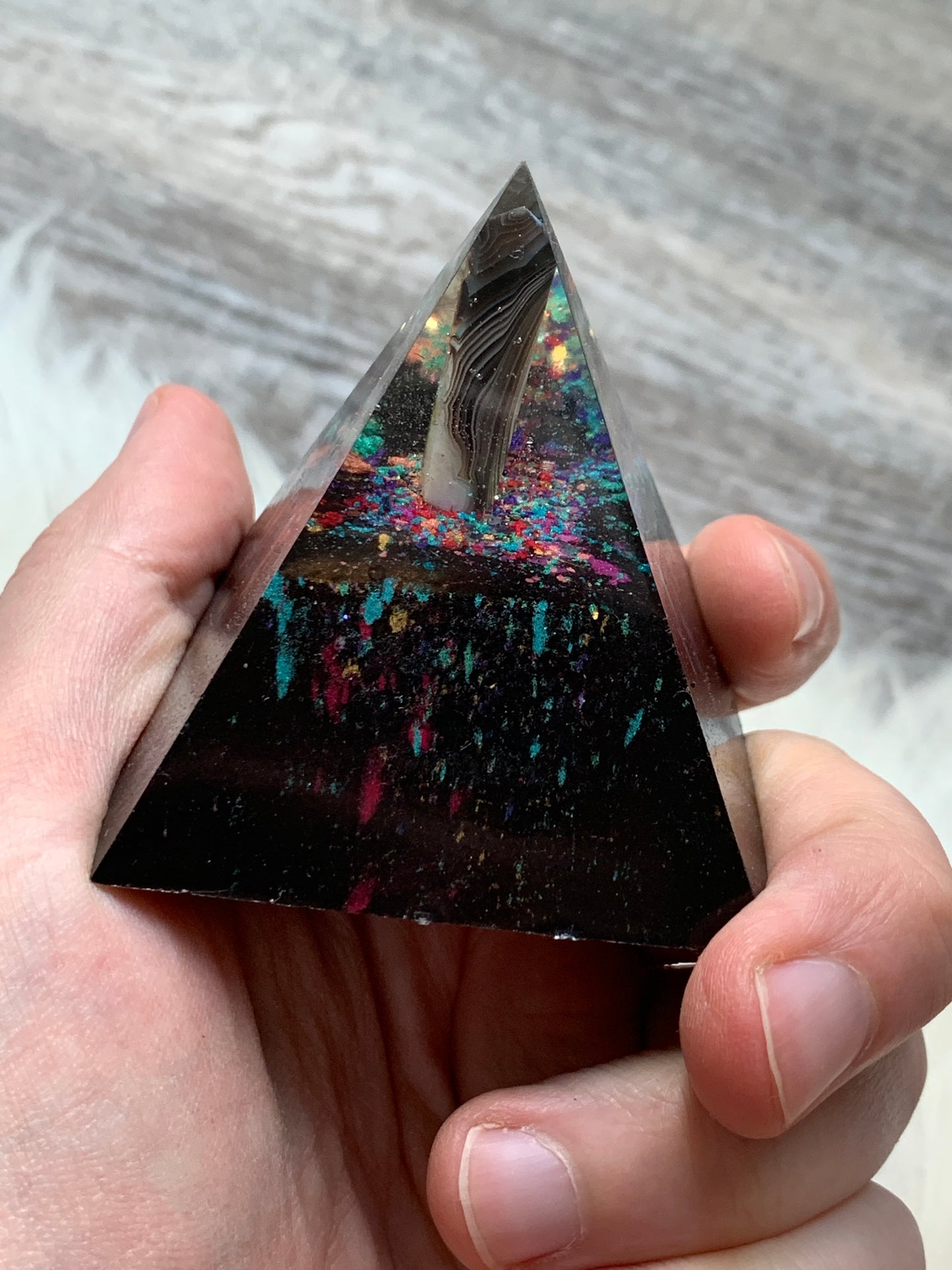 Rainbow Agate Orgonite Pyramid