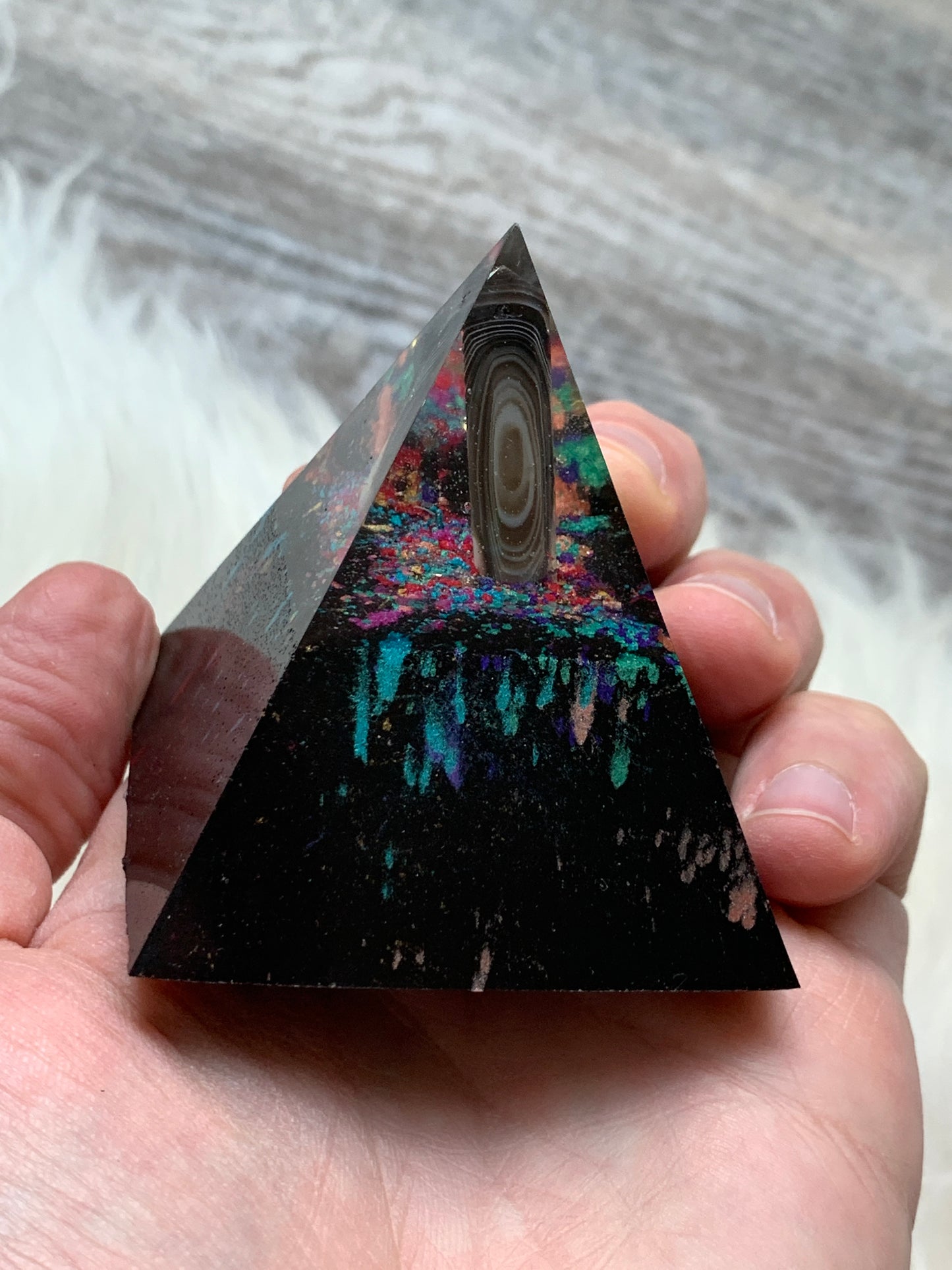 Rainbow Agate Orgonite Pyramid