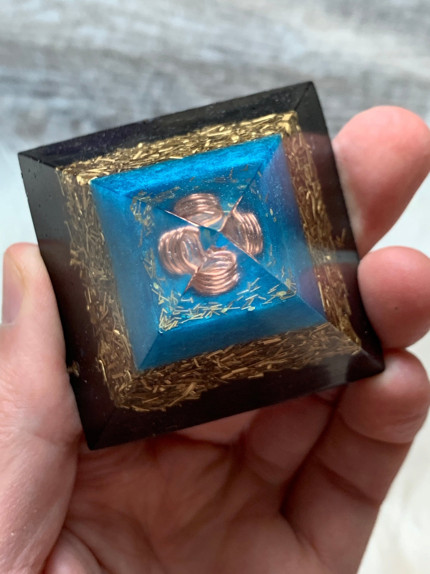 Blue Flame Energy Ray Orgonite Pyramid