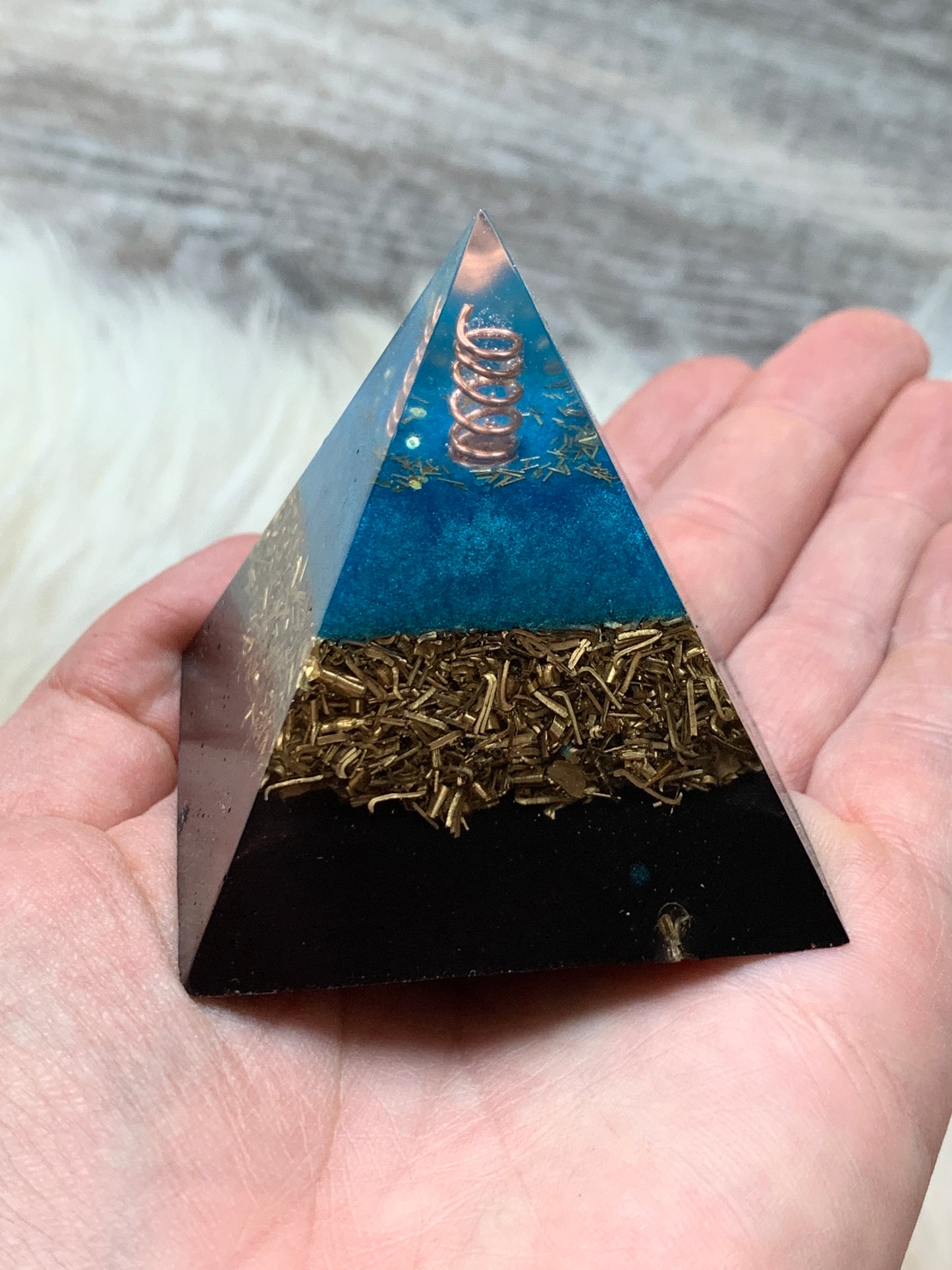 Blue Flame Energy Ray Orgonite Pyramid